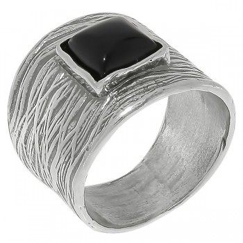 Кольцо из серебра с камнем Оникс фото, цены