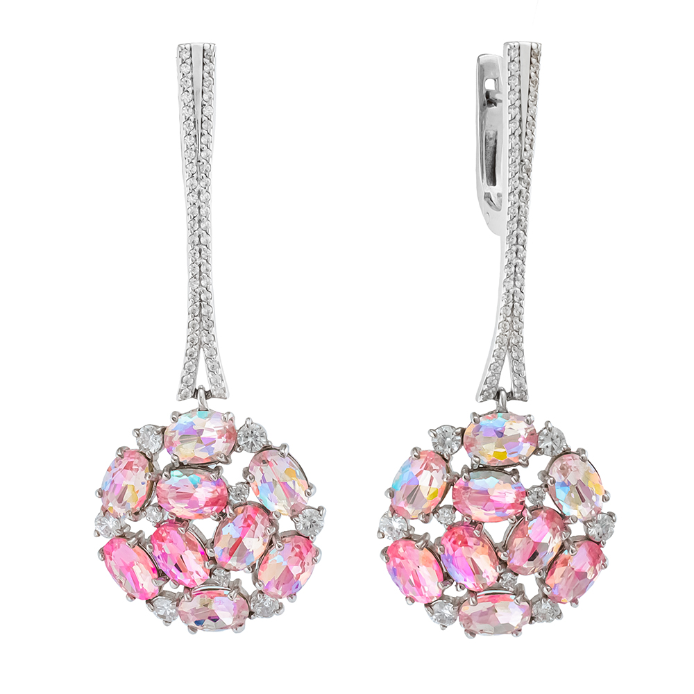 Серьги из серебра с камнем Гранат фото, цены