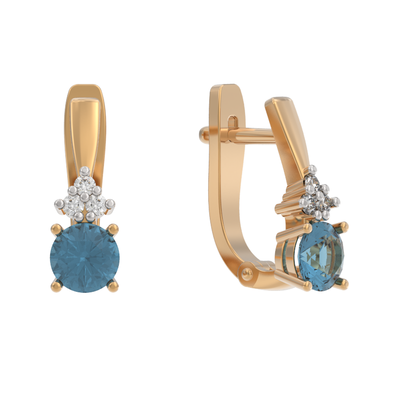 Серьги из золота с камнем Топаз, Фианит фото, цены