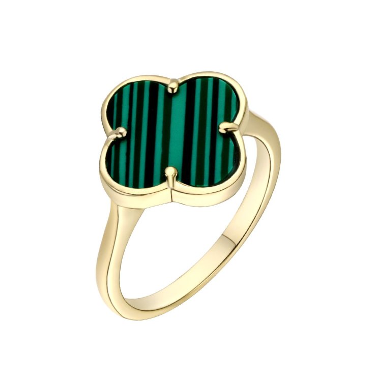 Кольцо из серебра с камнем Малахит прес. фото, цены