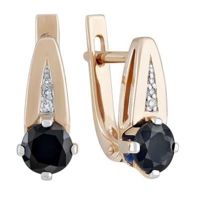 Серьги из золота с камнем Бриллиант, Сапфир фото, цены