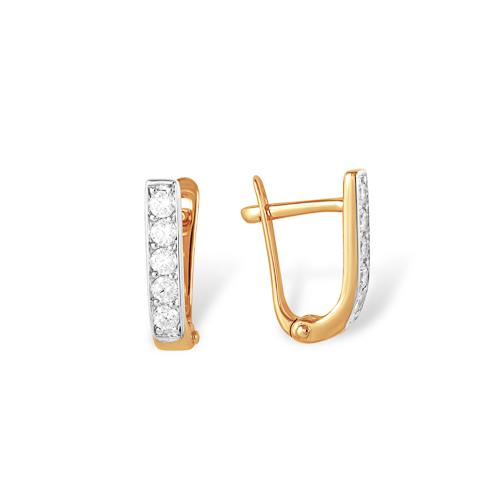 Серьги из золота с камнем Фианит фото, цены