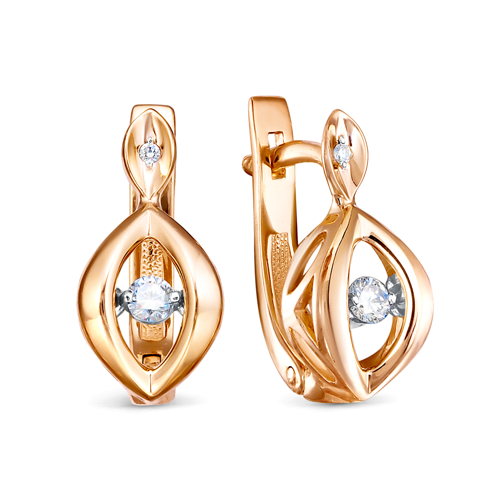 Серьги из золота с камнем Бриллиант фото, цены