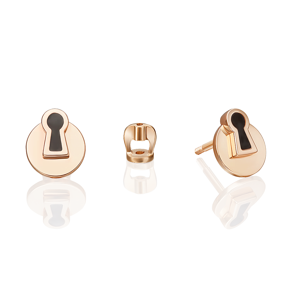 Пуссеты из золота с камнем вставками эмали фото, цены