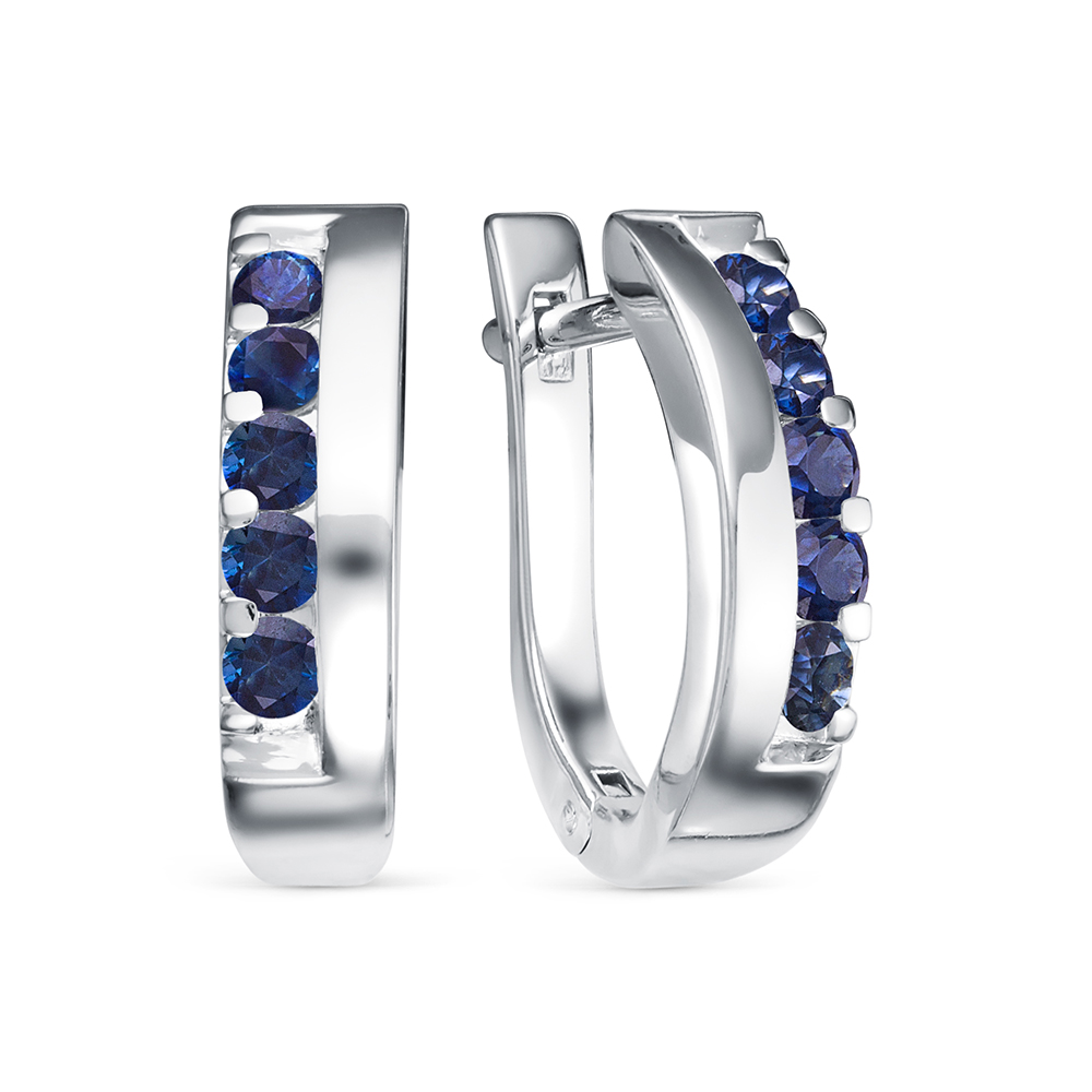 Серьги из золота с камнем Сапфир фото, цены