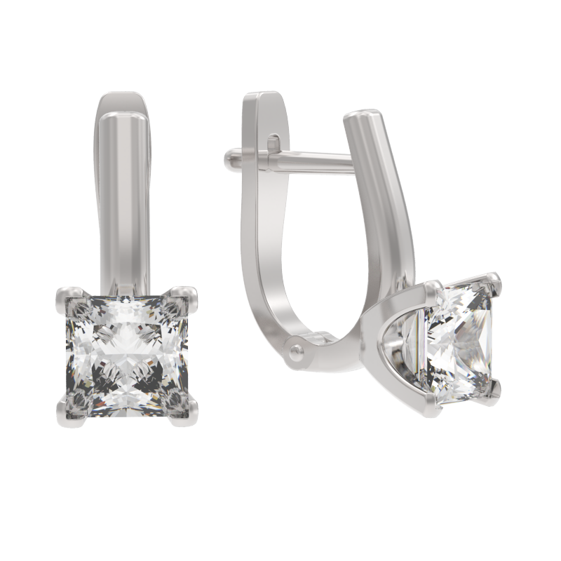 Серьги из серебра с камнем Фианит фото, цены