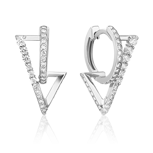 Серьги из серебра с камнем Фианит фото, цены