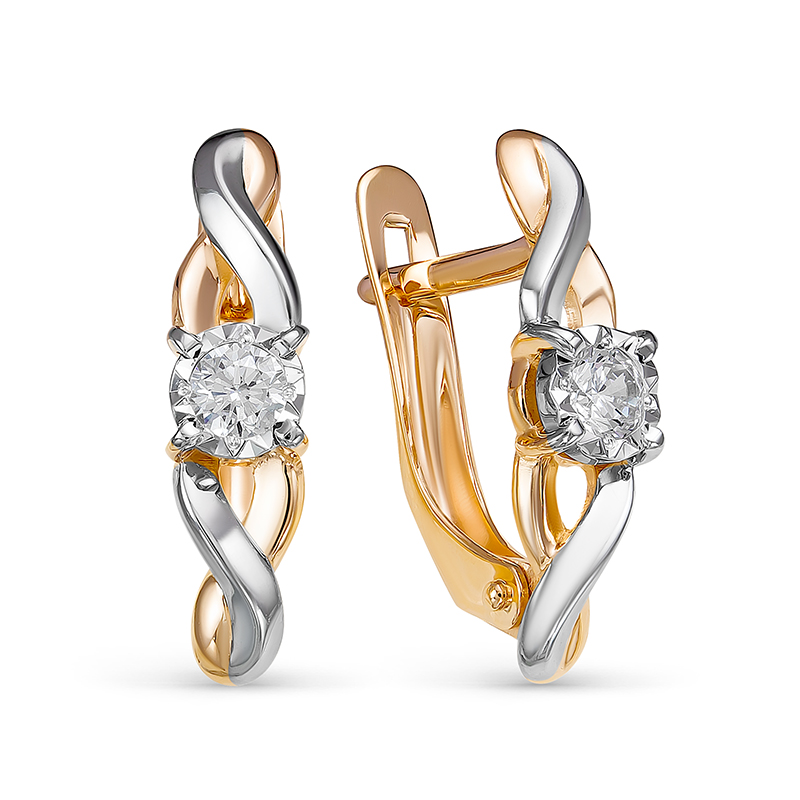 Серьги из золота с камнем Фианит фото, цены