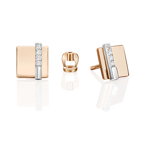 Пуссеты из золота с камнем Фианит фото, цены