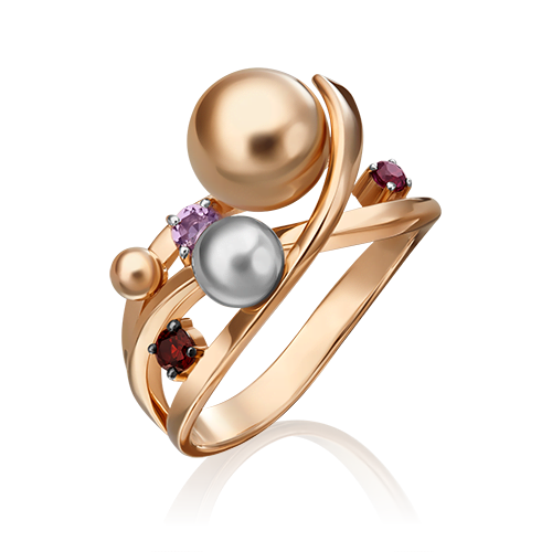 Кольцо из золота с камнем аметист, Гранат фото, цены