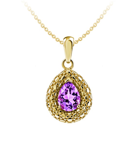 Подвеска из золота с камнем аметист фото, цены