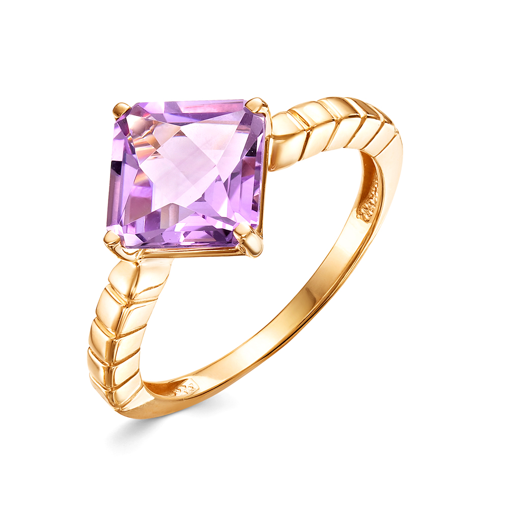 Кольцо из золота с камнем аметист фото, цены