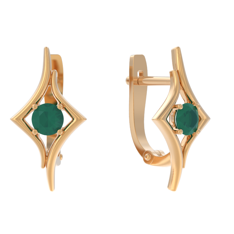 Серьги из золота с камнем Агат фото, цены