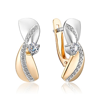 Серьги из золота с камнем Фианит фото, цены