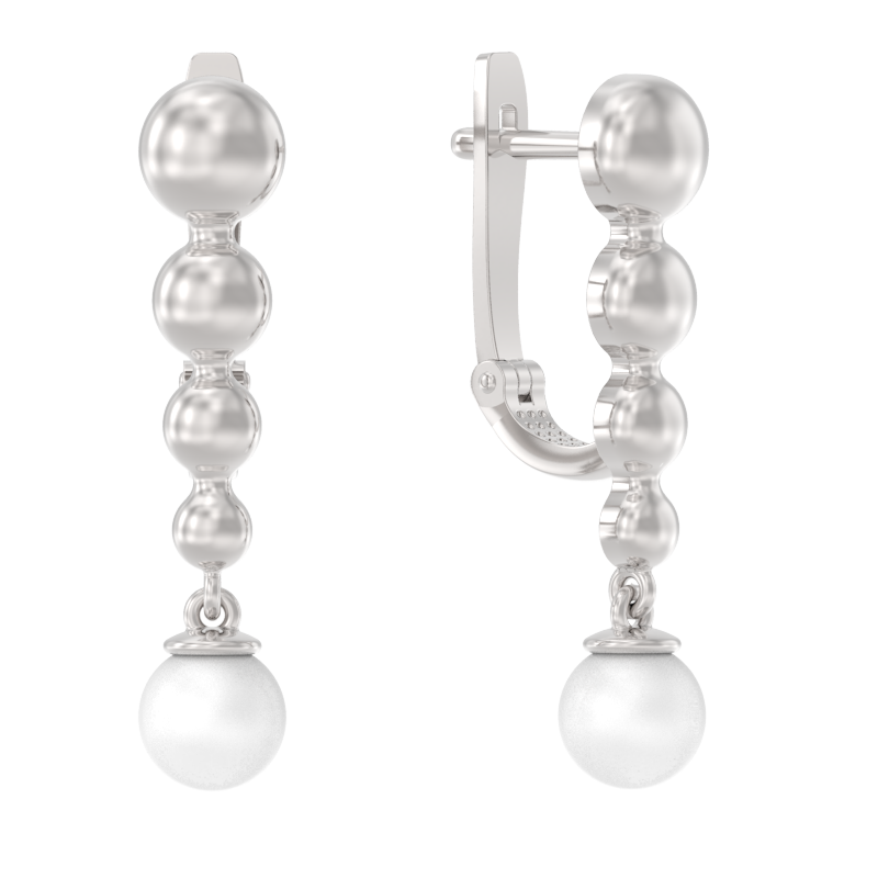 Серьги из серебра с камнем Жемчуг фото, цены