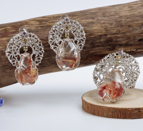 Серьги из серебра с камнем аметист, Хризолит, Цитрин, Бриллиант, Кварц фото, цены