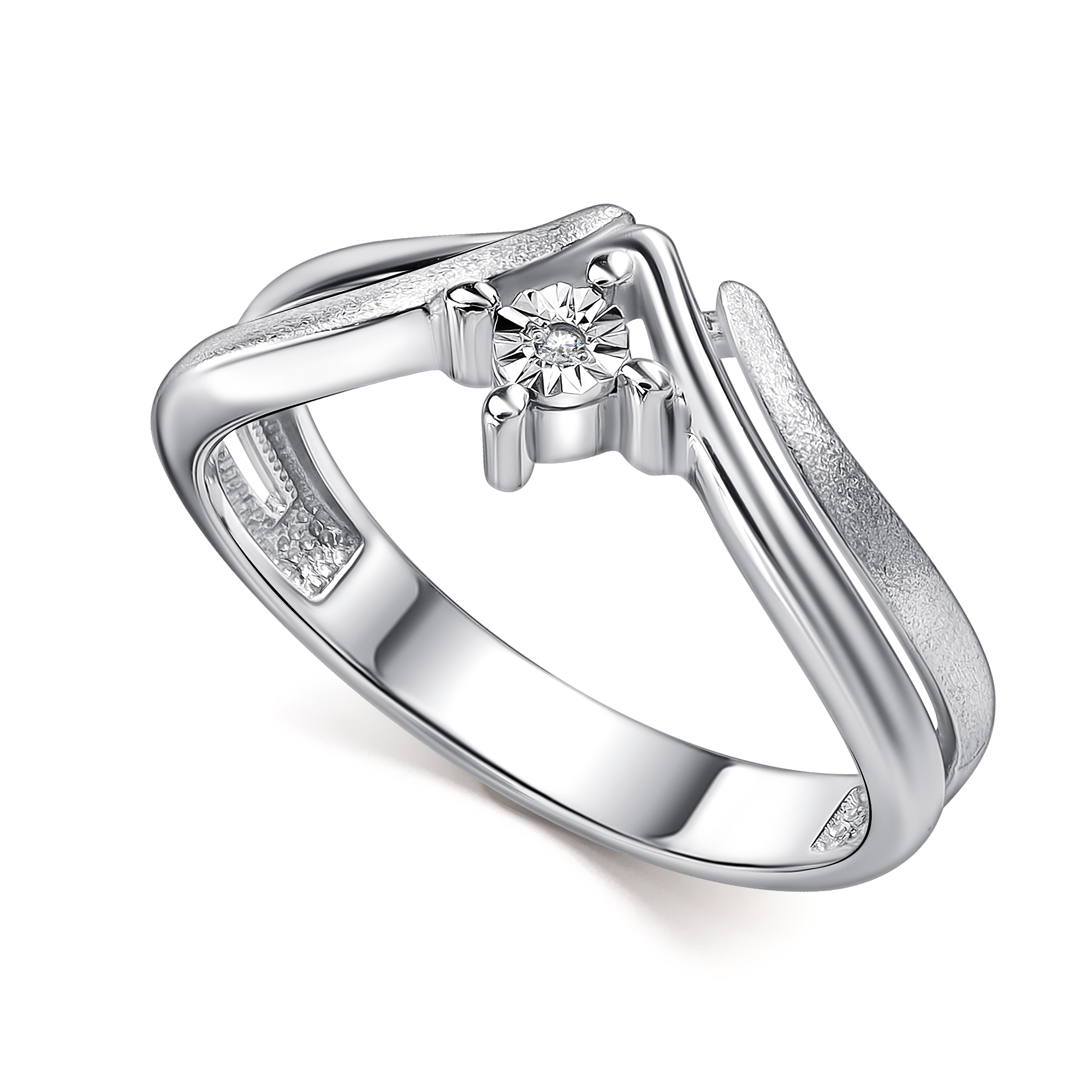 Кольцо из серебра с камнем Бриллиант фото, цены