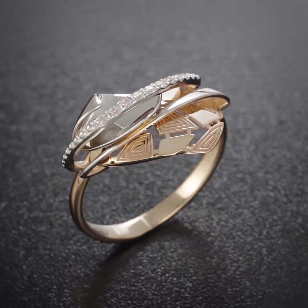 Кольцо из золота с камнем Фианит фото, цены