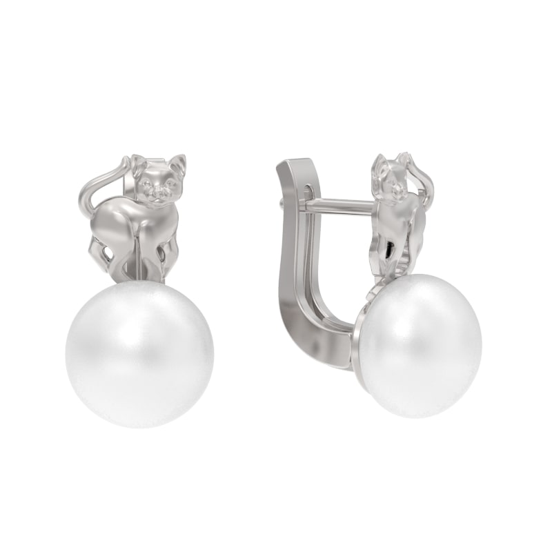 Серьги из серебра с камнем Жемчуг фото, цены