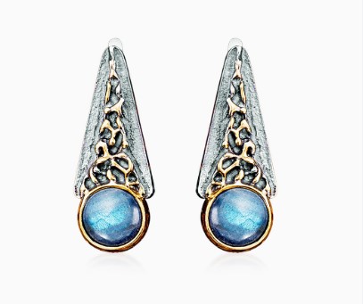 Серьги из серебра с камнем Лабрадор фото, цены