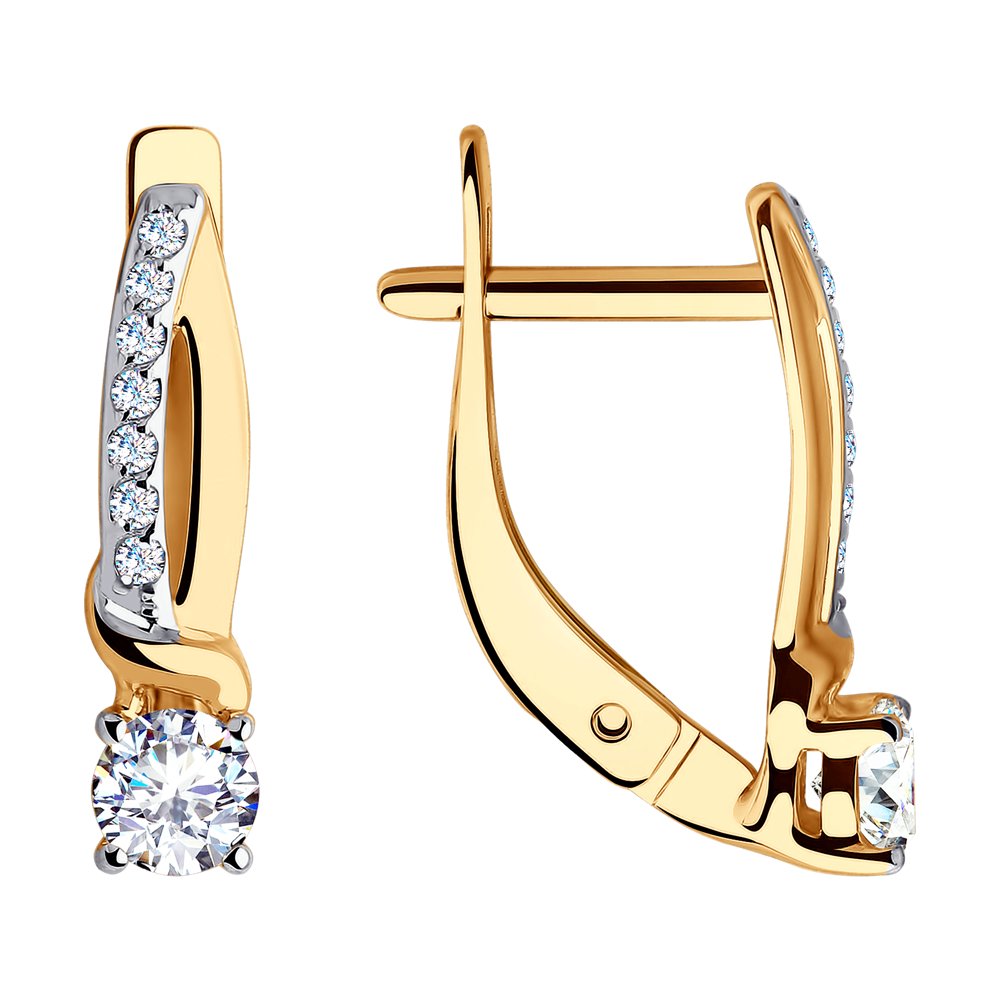 Серьги из золота с камнем Фианит фото, цены