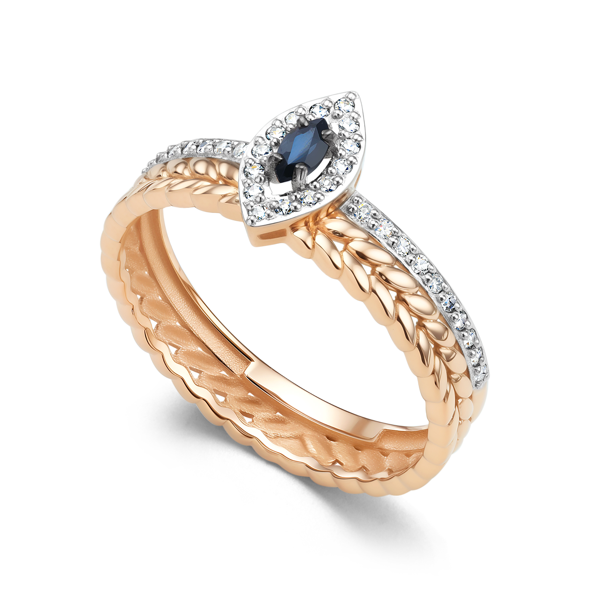 Кольцо из золота с камнем Бриллиант, Сапфир фото, цены