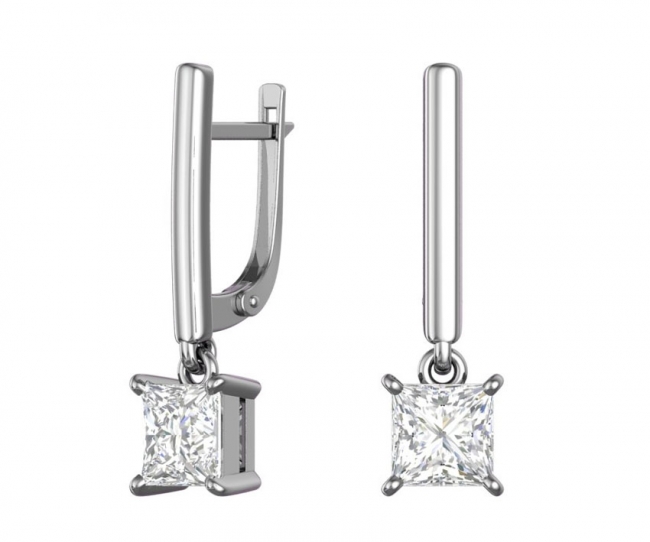 Серьги из серебра с камнем Фианит фото, цены