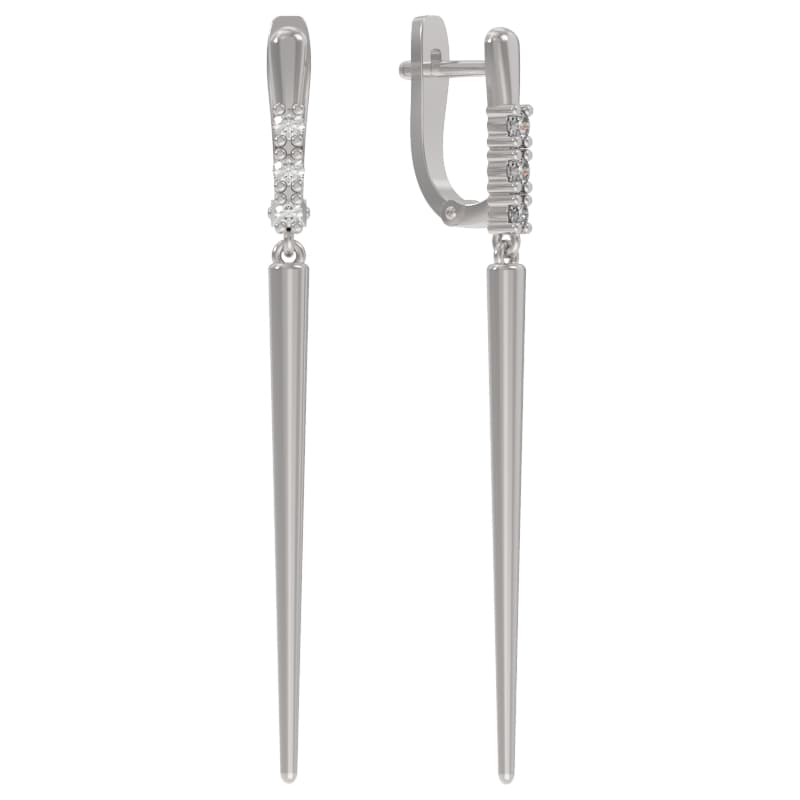 Серьги из серебра с камнем Фианит фото, цены