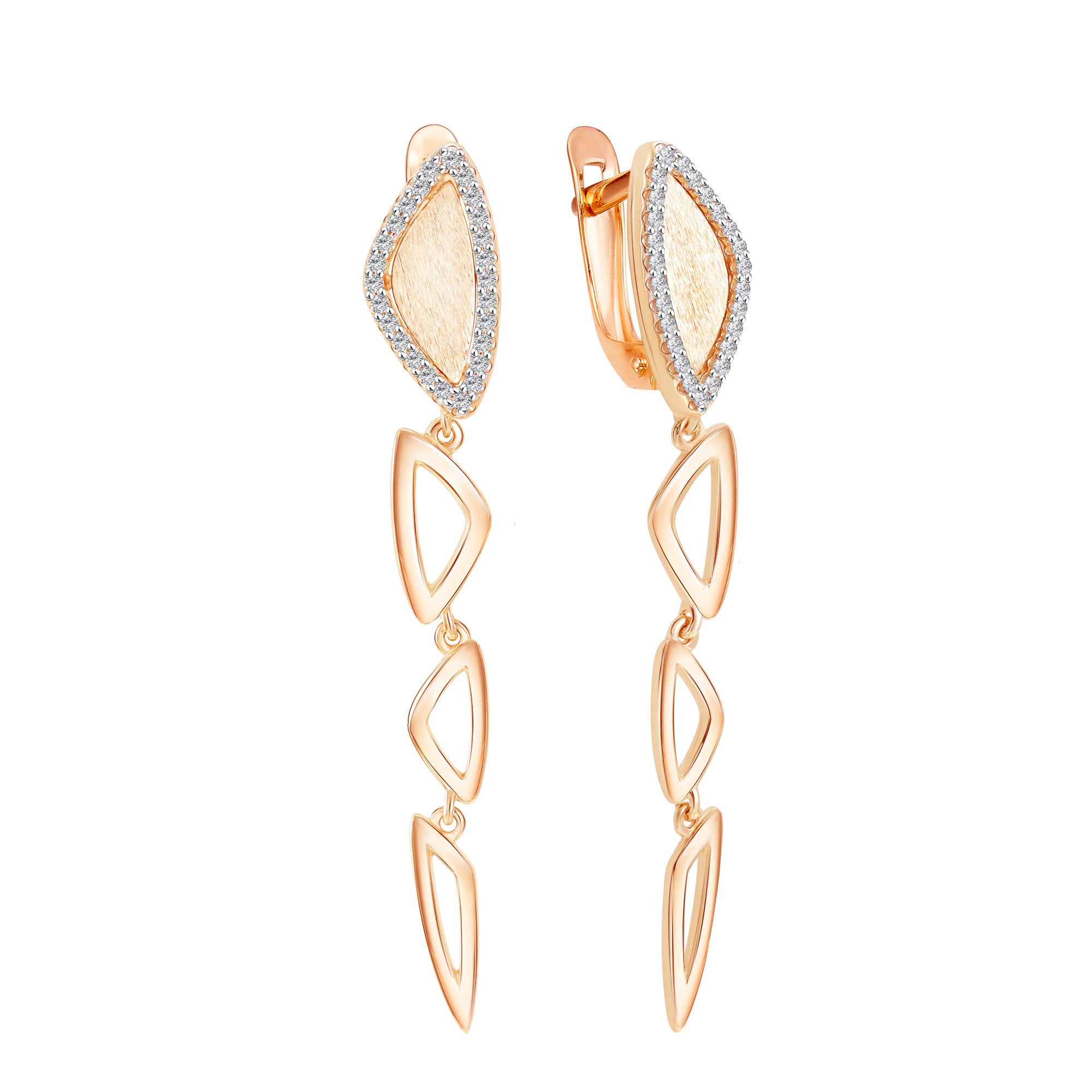 Серьги из золота с камнем Фианит фото, цены