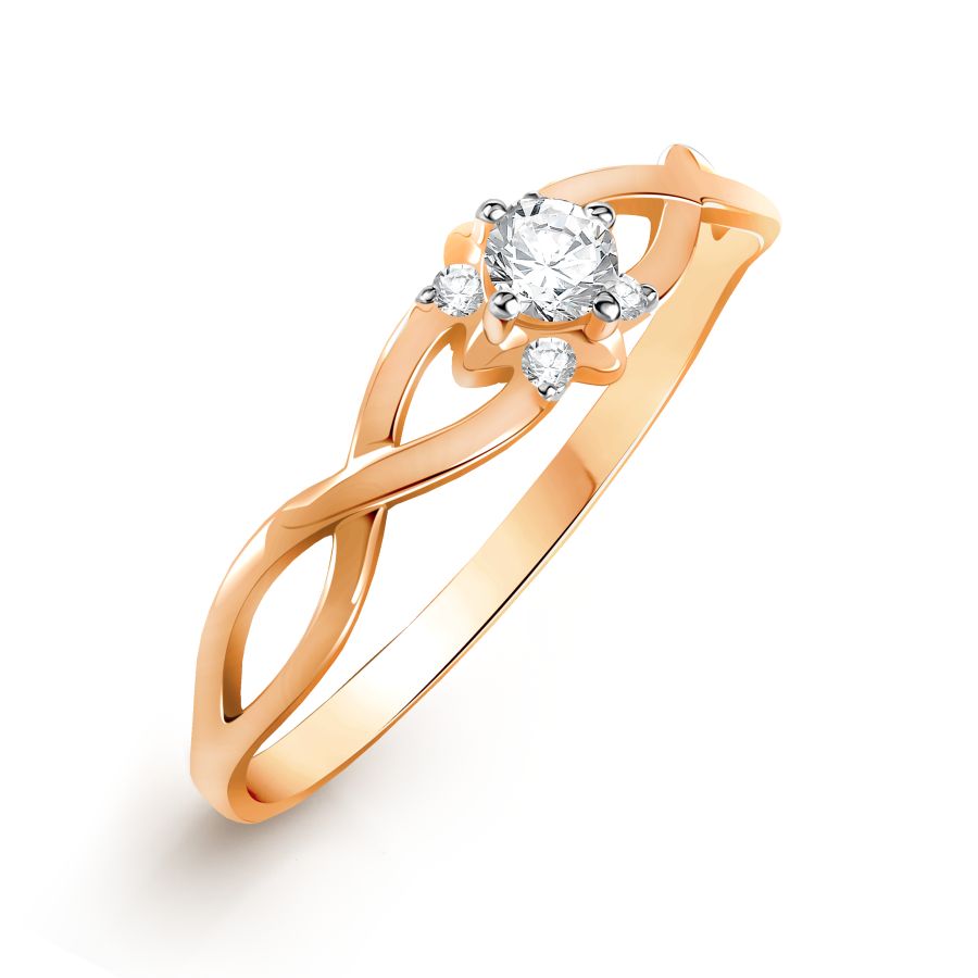 Кольцо из золота с камнем Фианит фото, цены