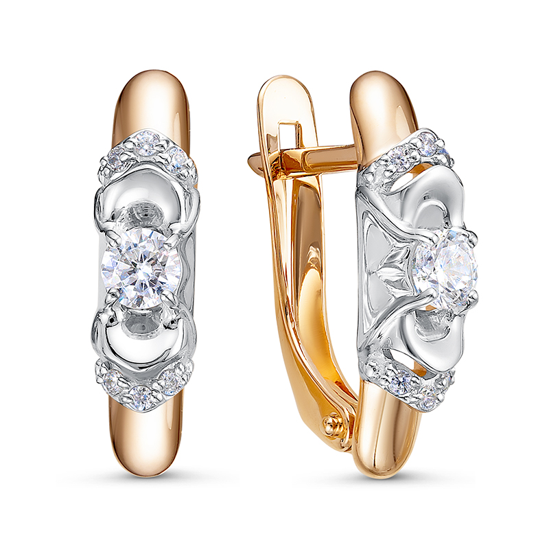 Серьги из золота с камнем Фианит фото, цены