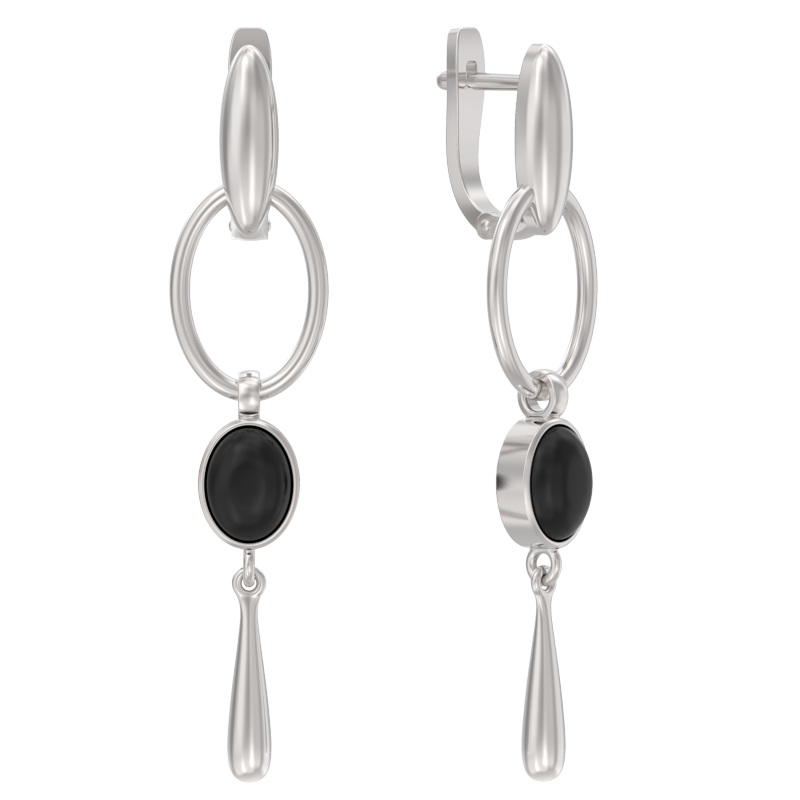 Серьги из серебра с камнем Агат фото, цены