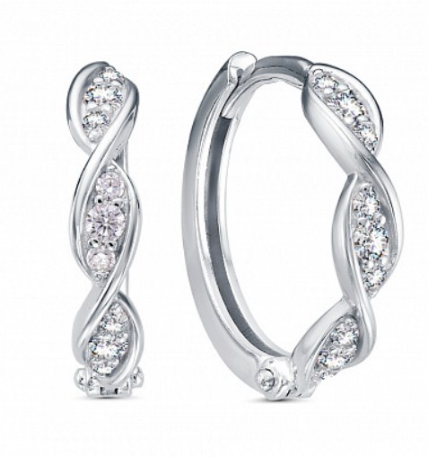 Серьги из серебра с камнем Фианит фото, цены