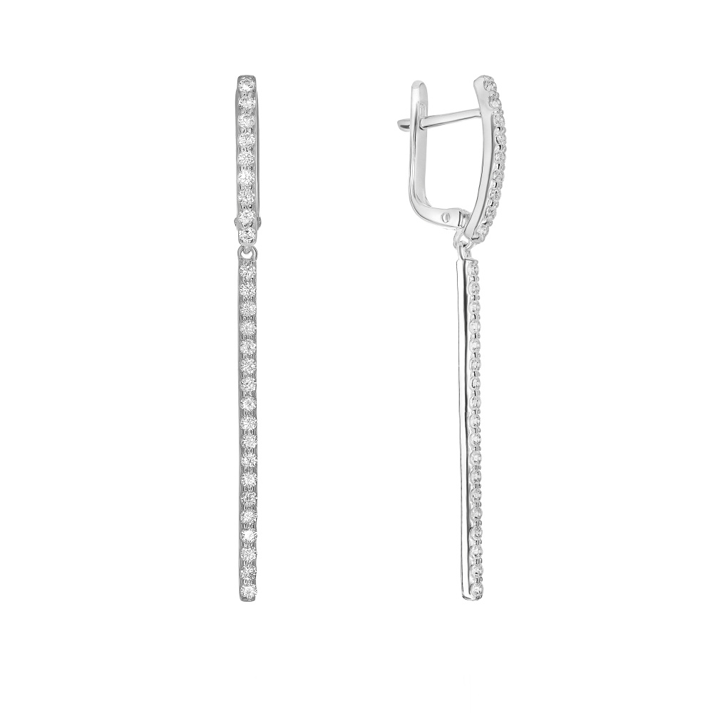 Серьги из серебра с камнем Фианит фото, цены