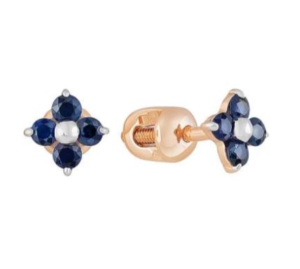 Пуссеты из золота с камнем Сапфир фото, цены