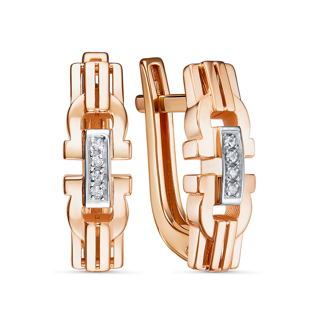 Серьги из золота с камнем Фианит фото, цены