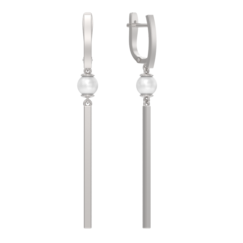 Серьги из серебра с камнем Жемчуг иск. фото, цены