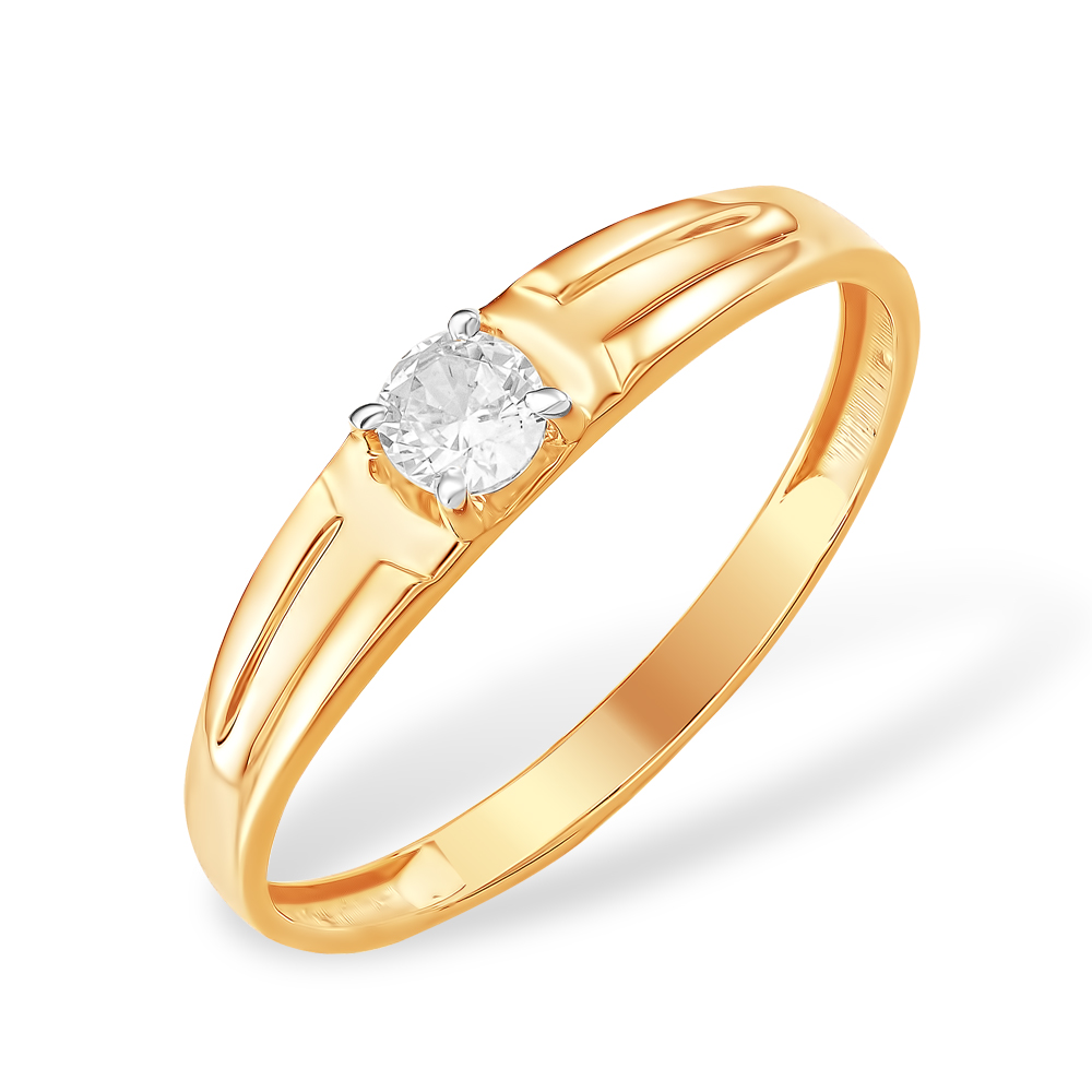 Кольцо из золота с камнем Фианит фото, цены