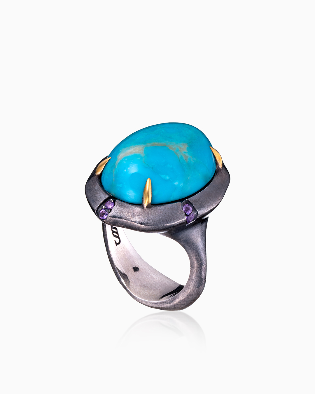 Кольцо из серебра с камнем аметист, Бирюза фото, цены