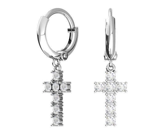 Серьги из серебра с камнем Фианит фото, цены