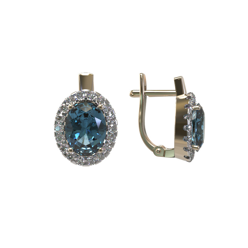 Серьги из золота с камнем Топаз, Фианит фото, цены