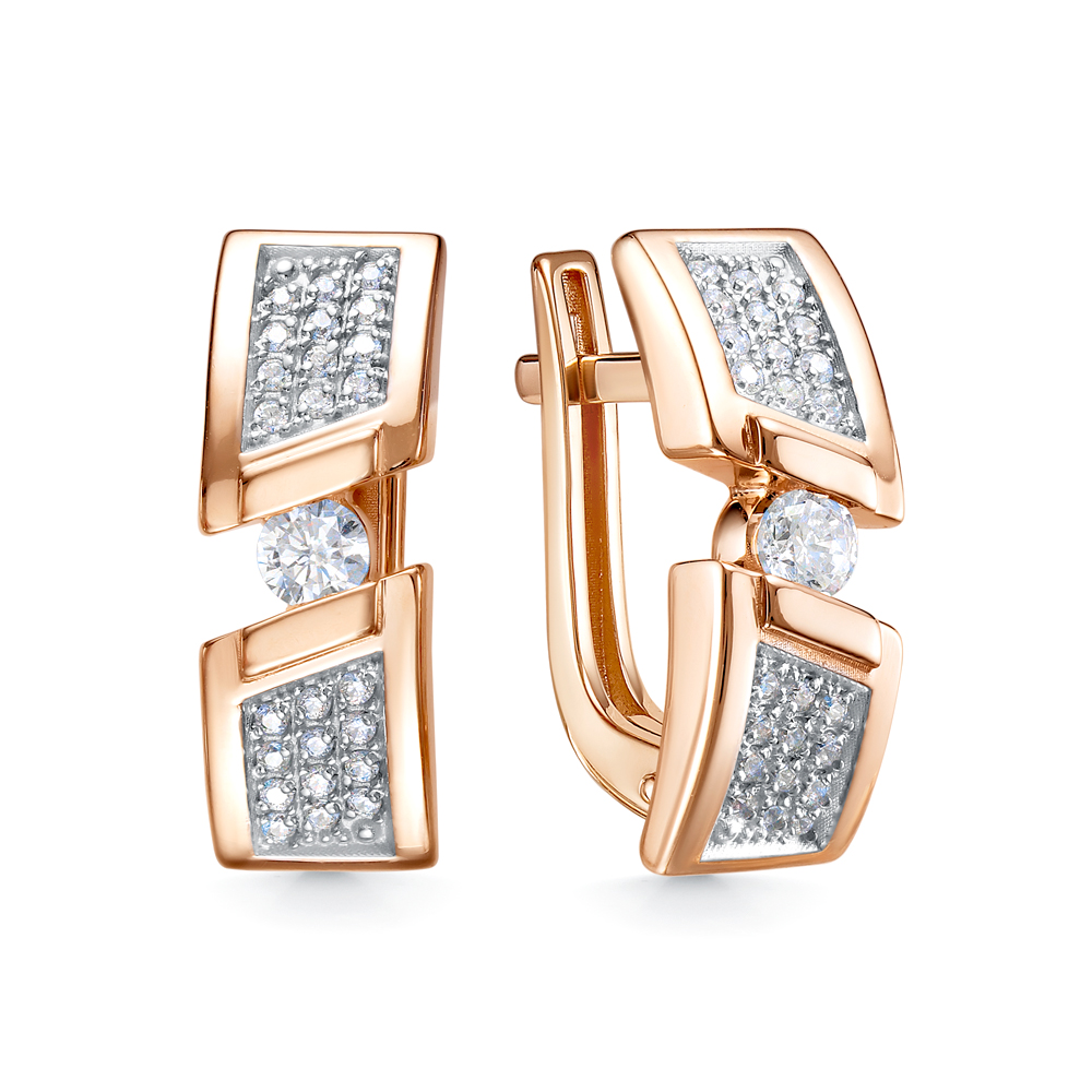 Серьги из золота с камнем Фианит фото, цены