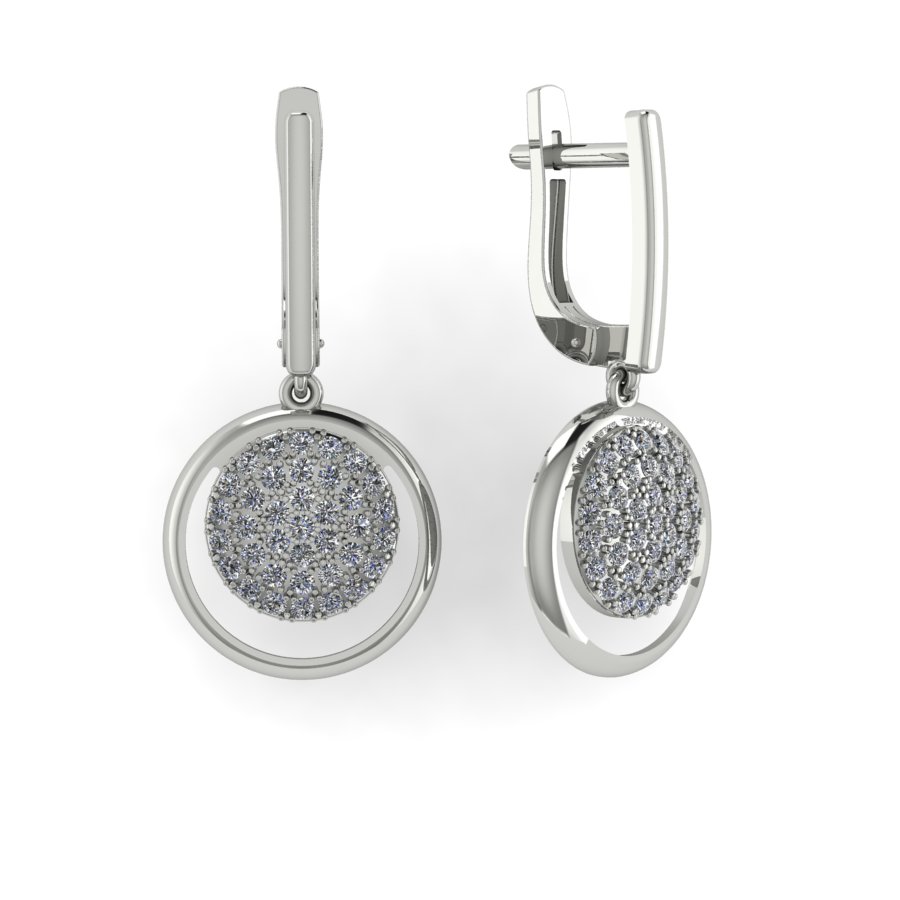 Серьги из серебра с камнем Фианит фото, цены