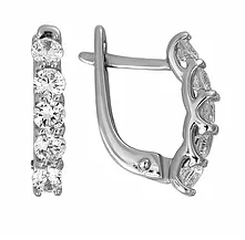 Серьги из серебра с камнем Фианит фото, цены