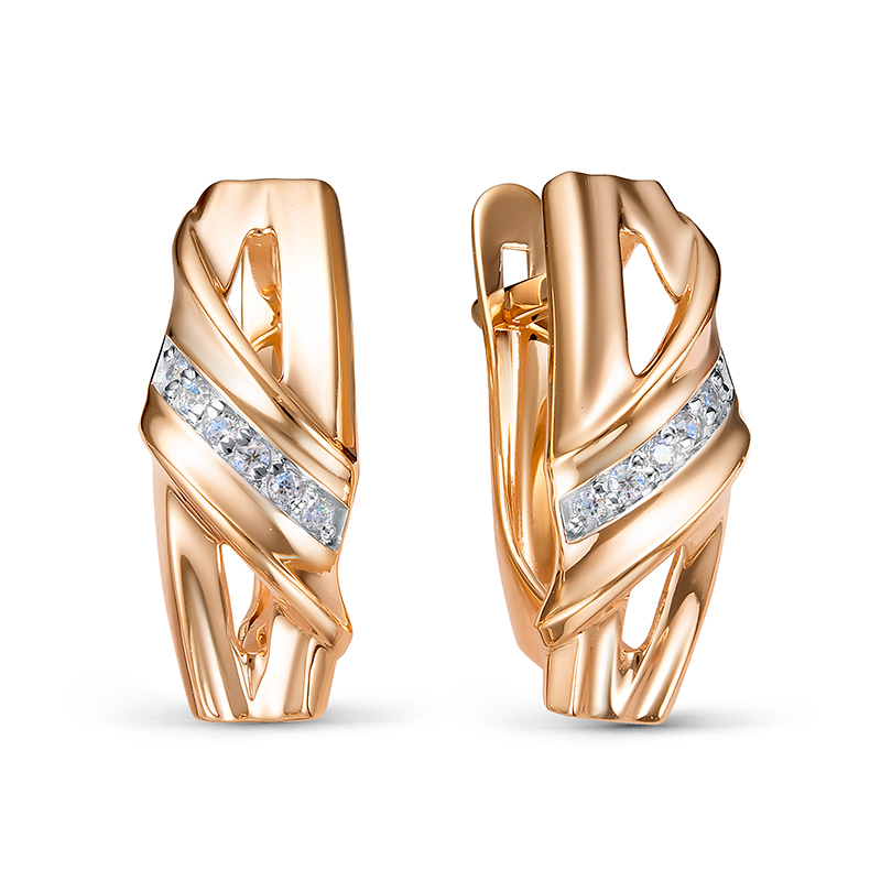 Серьги из золота с камнем Фианит фото, цены