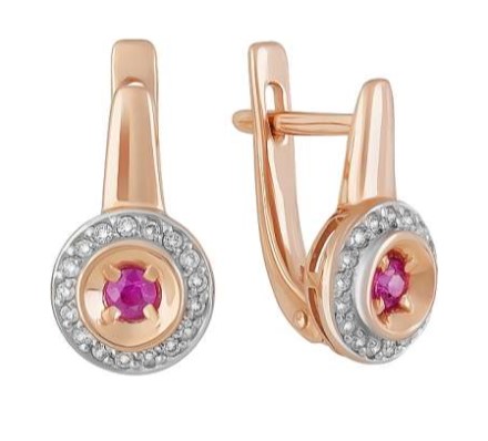 Серьги из золота с камнем Бриллиант, Сапфир фото, цены