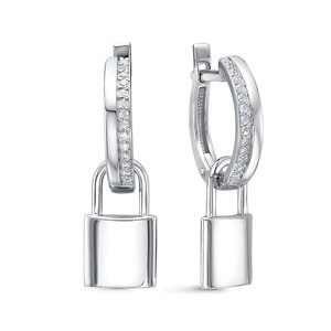 Серьги из серебра с камнем Фианит фото, цены