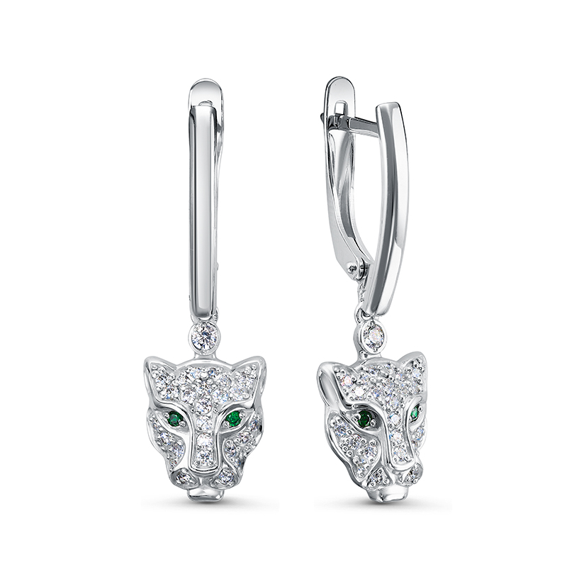 Серьги из серебра с камнем Фианит фото, цены