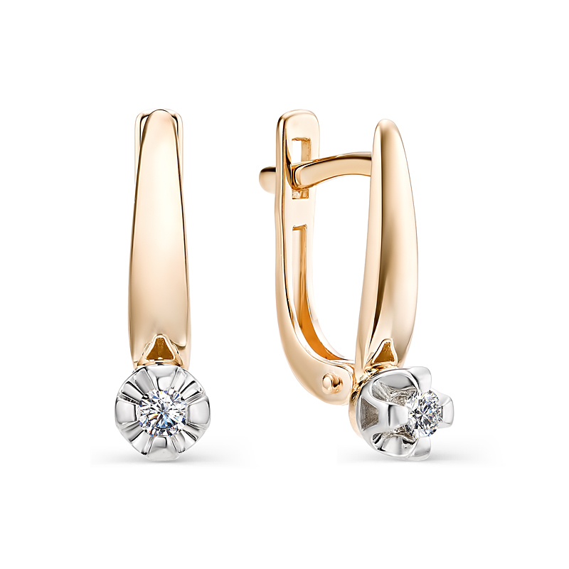 Серьги из золота с камнем Бриллиант фото, цены