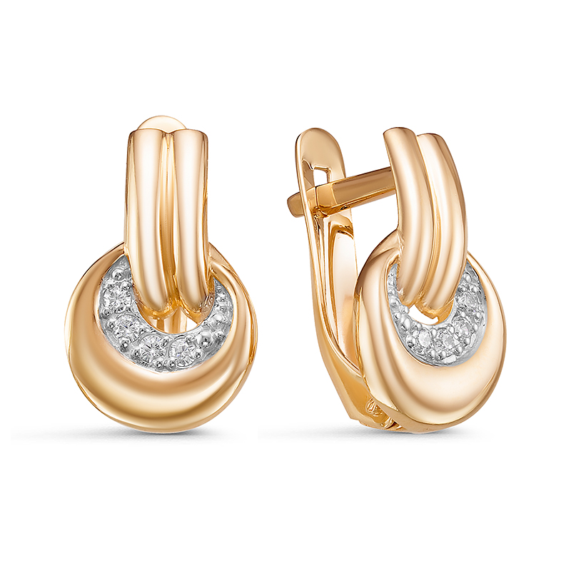 Серьги из золота с камнем Фианит фото, цены